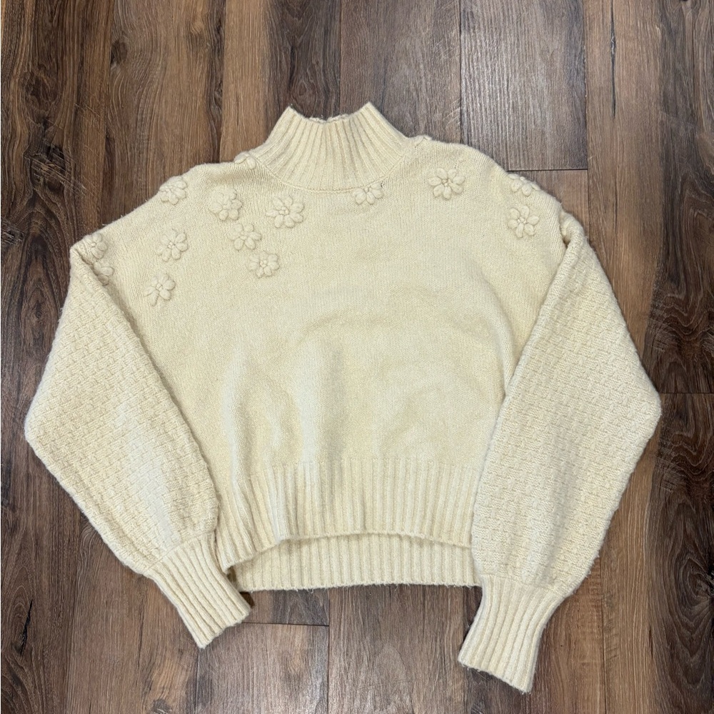 Jessica Simpson Cream Floral Cowl Sweater